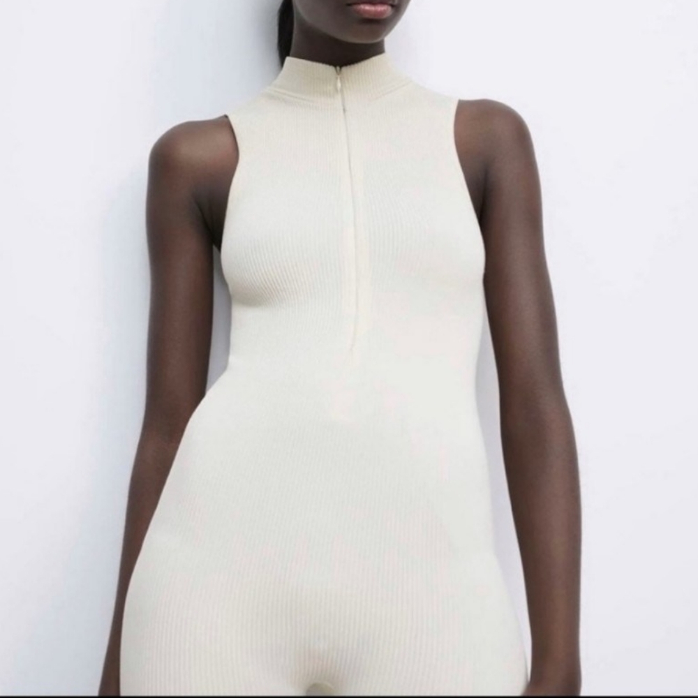 NWOT Zara Women's body on cream jumpsuit M-L